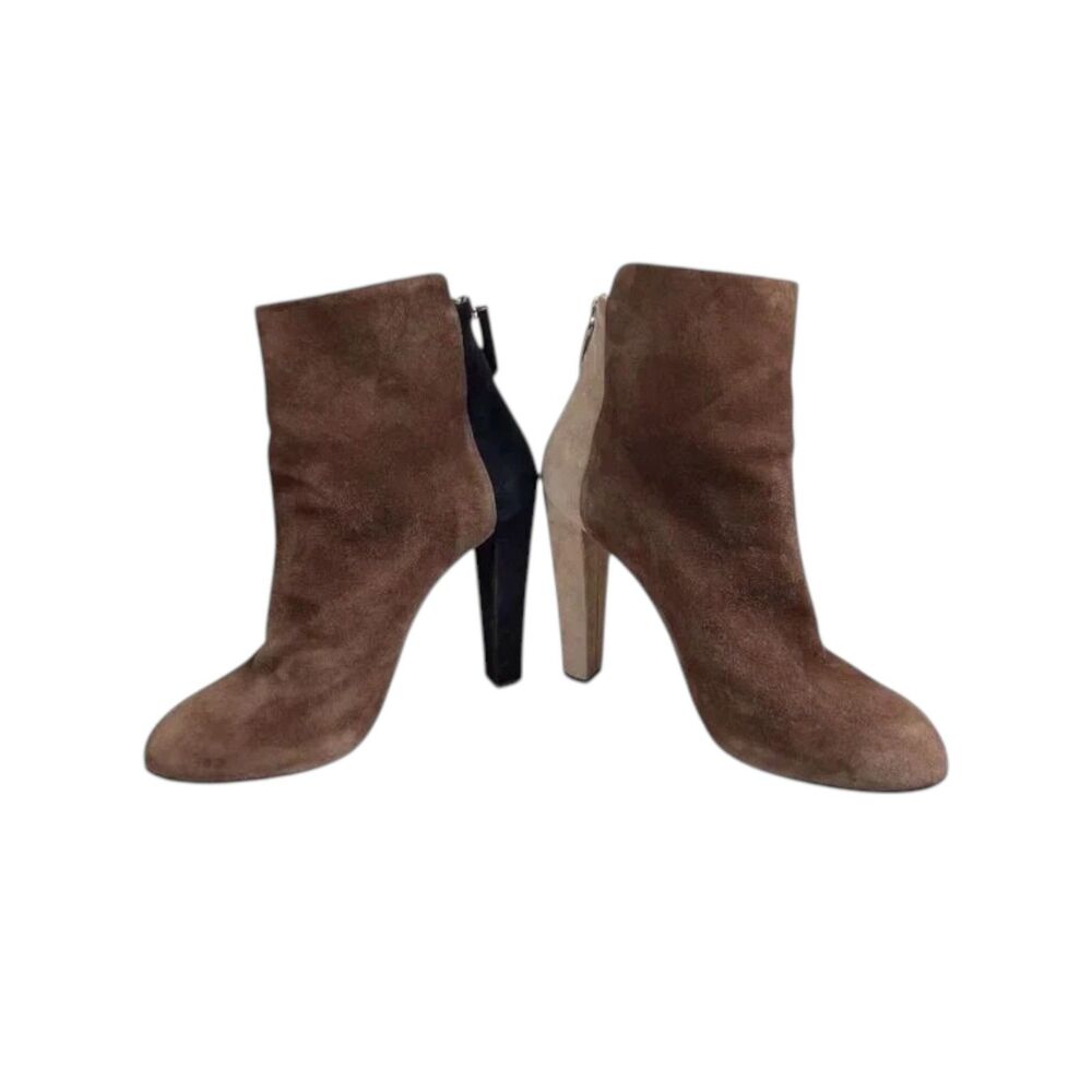 Aquazzura Suede Colorblock Ankle Booties Brown Beige Size 40 US 10